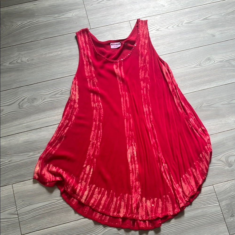 Red Sleeveless Women's Lightweight Top/Swim Cover